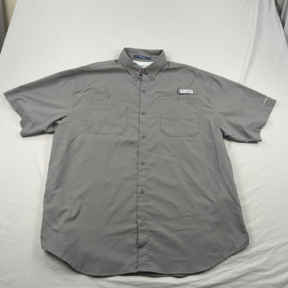 Columbia PFG Shirt Mens Extra Large Gray Tamiami Fising Vented Omni Shade